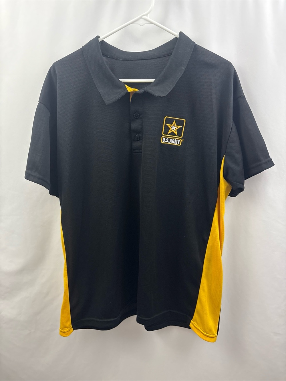 U.S. Army Logo Black Yellow Colorblock Polo Shirt Mens XL Military - Picture 2 of 7